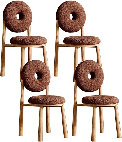 Miniatura 52 de JKGHK Donut Dining Chairs, Upholstered Kitchen Chairs with Back, Armless Living Room Chair with Metal Legs, Plush Accent Chair for Bedroom, Balcony,