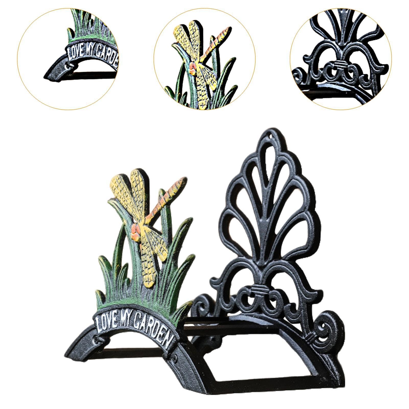 Support Mural Porte-Tuyau de Jardin Organisateur de Tuyau Fer Forgé Accrochage Décoratif à Percer pour Mur Adapté pour Terrasse Maison Balcon Cour Int, 24.5 cm x 18.5 cm x