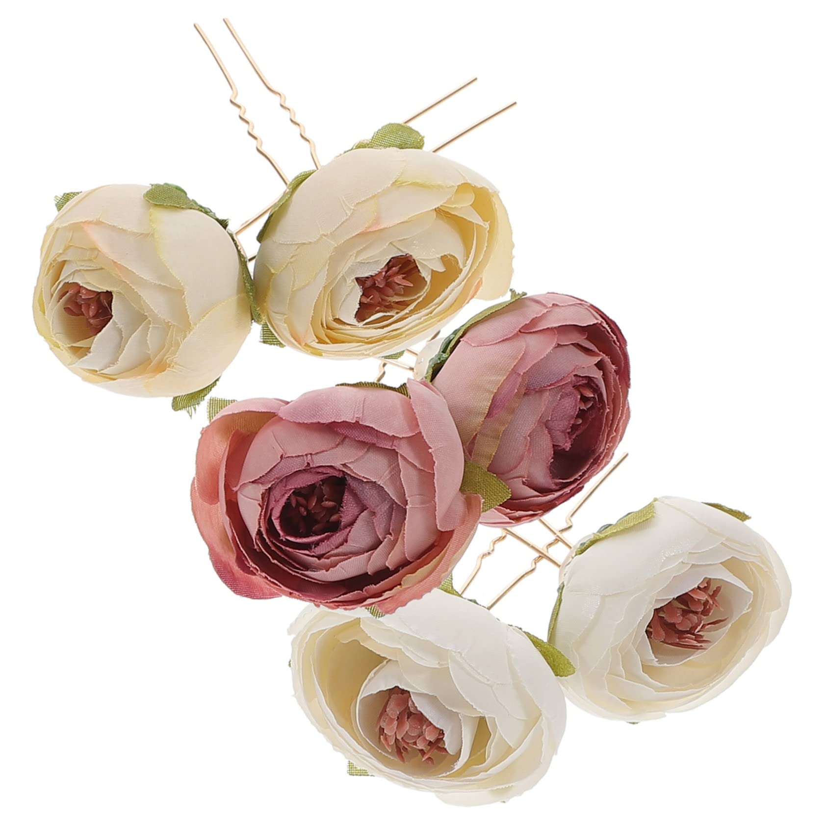 MAGICLULU 9 Paare rosafarbene Haarnadel Haarspangen Haarklammer Braut Haargabel Haarschmuck für den Abschlussball Blumenhaarstab Haargabel die Blumen Kopfbedeckung China Brautjungfer