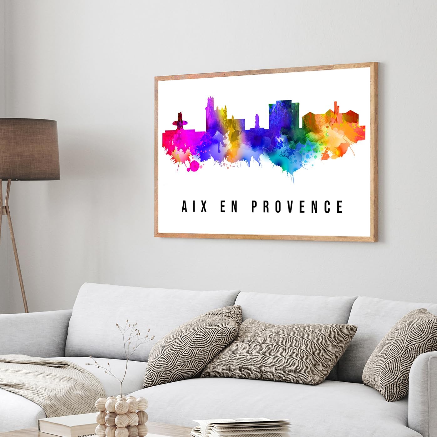 Pera Print France Poster, France-Aix En Provence Poster, France Illustration Skyline City Poster, Modern Skyline Poster, Cityscape and Landmark Print, Home-Office Wall Art Decoration