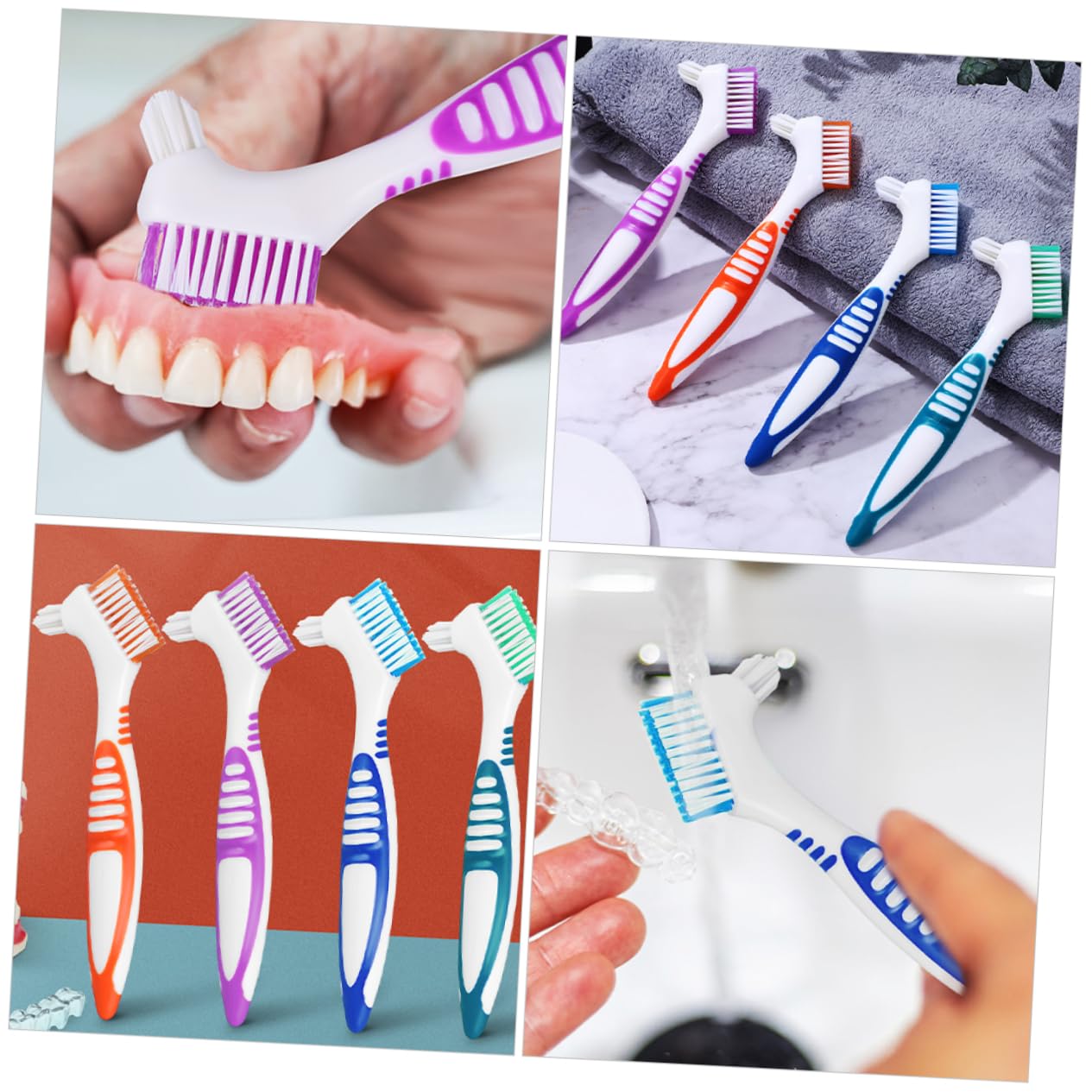 5 Set Spazzola Per La Pulizia Della Protesi Spazzolino Per Dentiera Spazzolino Resistente B Denti Finti Doppio Detergente Per Protesi Spazzolini Per Protesi Maniglia Pp 8 Pezzi*5