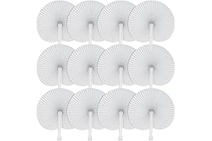 Elegant Pack of 36 Folding Paper Fans, Round Shape for Weddings and...