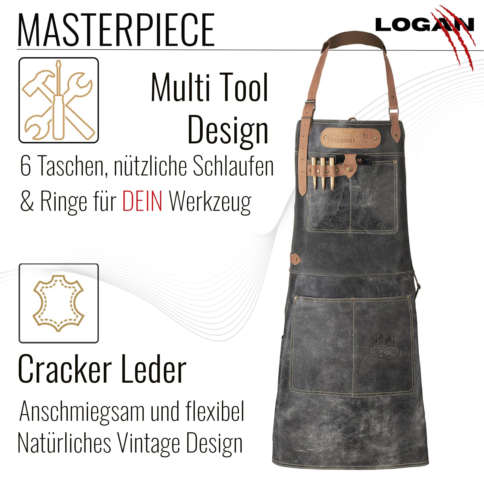 Büffel Leder Schürze Grillschürze BBQ Kochschürze Küchenschürze