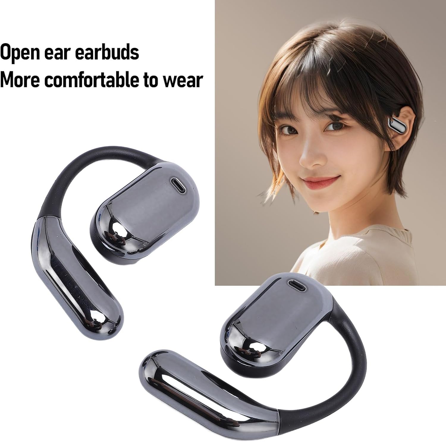 Alomejor Language Translator Earbuds Multi Translation Real Time Open Ear Translator Earphone with Long Battery Life for Travel Business Learning