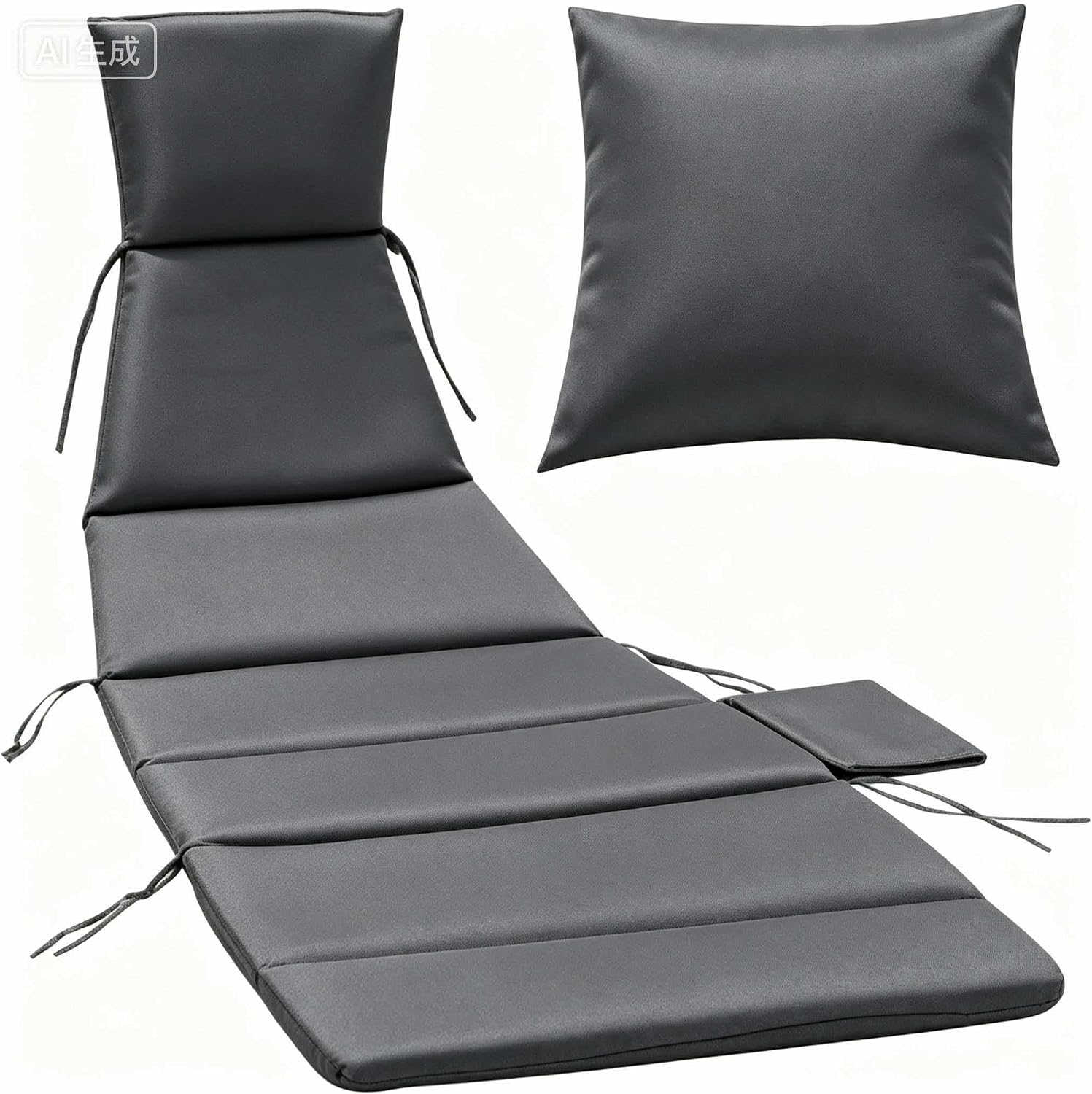 Hanging Lounge Chair Replacement Cushion and Umbrella Set – Rust Color, Quick-Dry, Fade-Resistant, Weatherproof Outdoor Set with High-Density Foam (Light Gray)