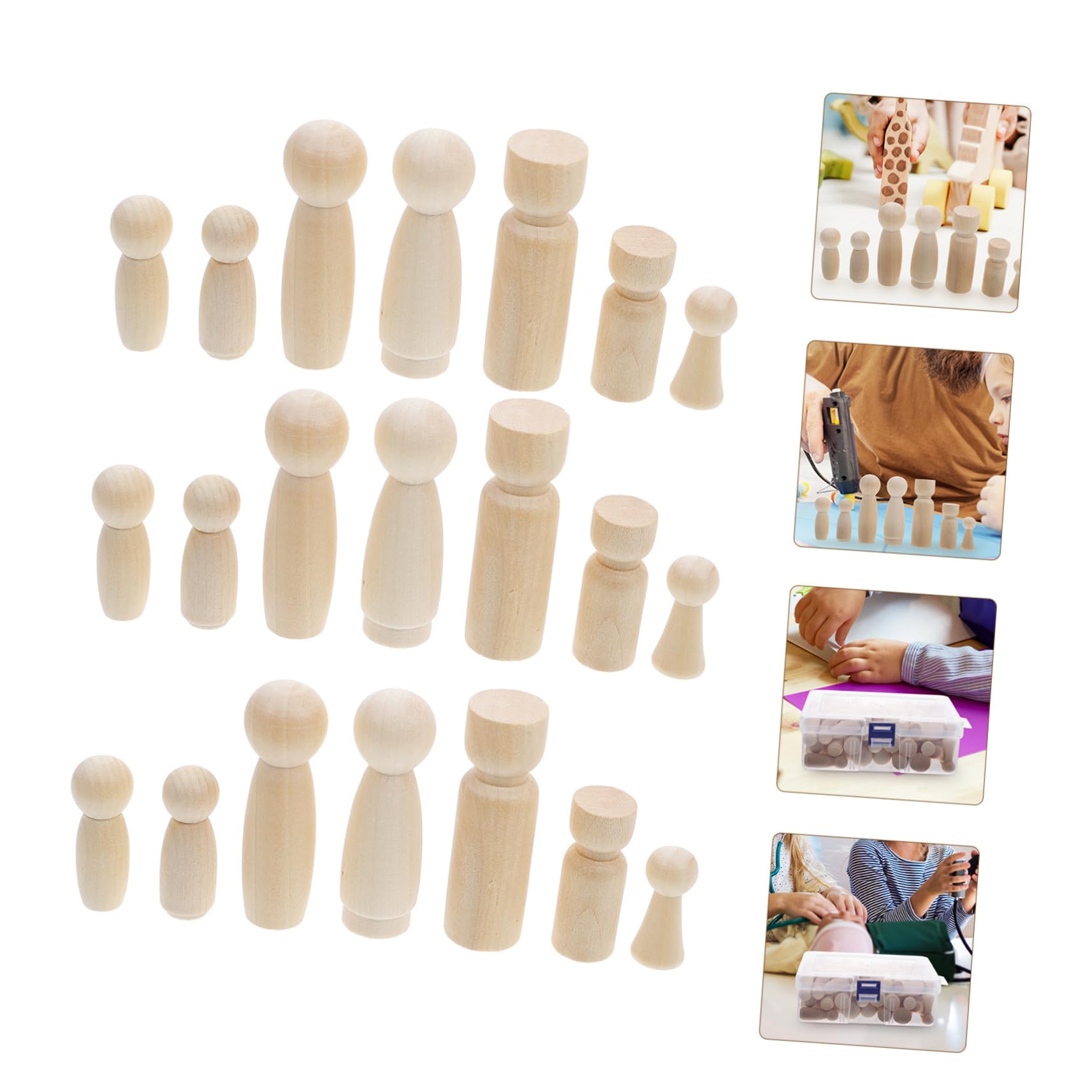 50 piezas Muñecas de Madera sin Pintar para Pintar Figuras de Clavijas Naturales DIY para Manualidades Infantiles y Decoración Creativa