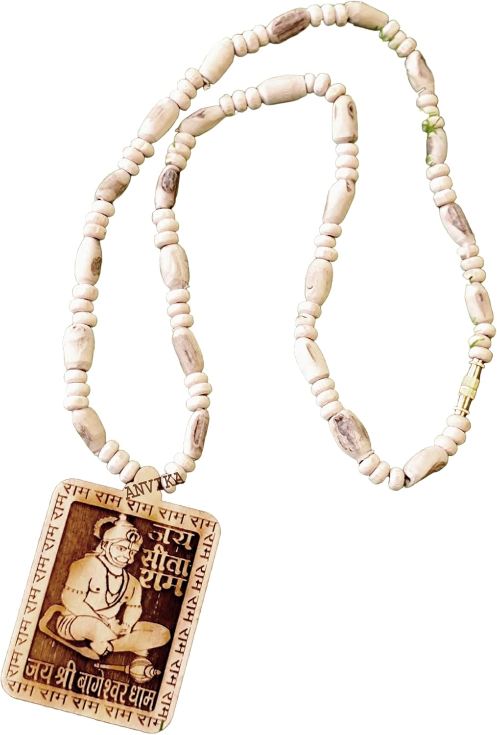 Original Tulsi Bead Mala with Lord Hanuman Wood Locket Pendant 8MM Necklace