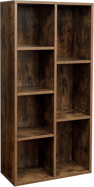 VASAGLE Bookcase, Kid's Bookshelf with 7 Compartments, Freestanding Storage Unit for Decor, in Living Room, Study, and Office, 50 x 24 x 106 cm, Rustic Brown LBC27BX