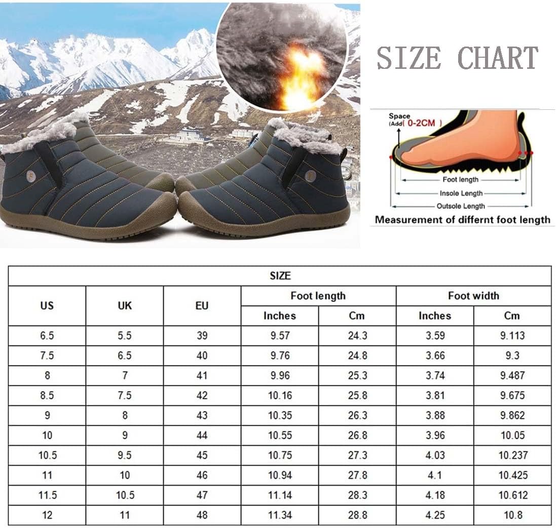 Jeeeun Men Waterproof Plush Lined Outdoor Snow Shoe, Warm Anti-Slip Winter Snow Boots (Style B Black,11.5)