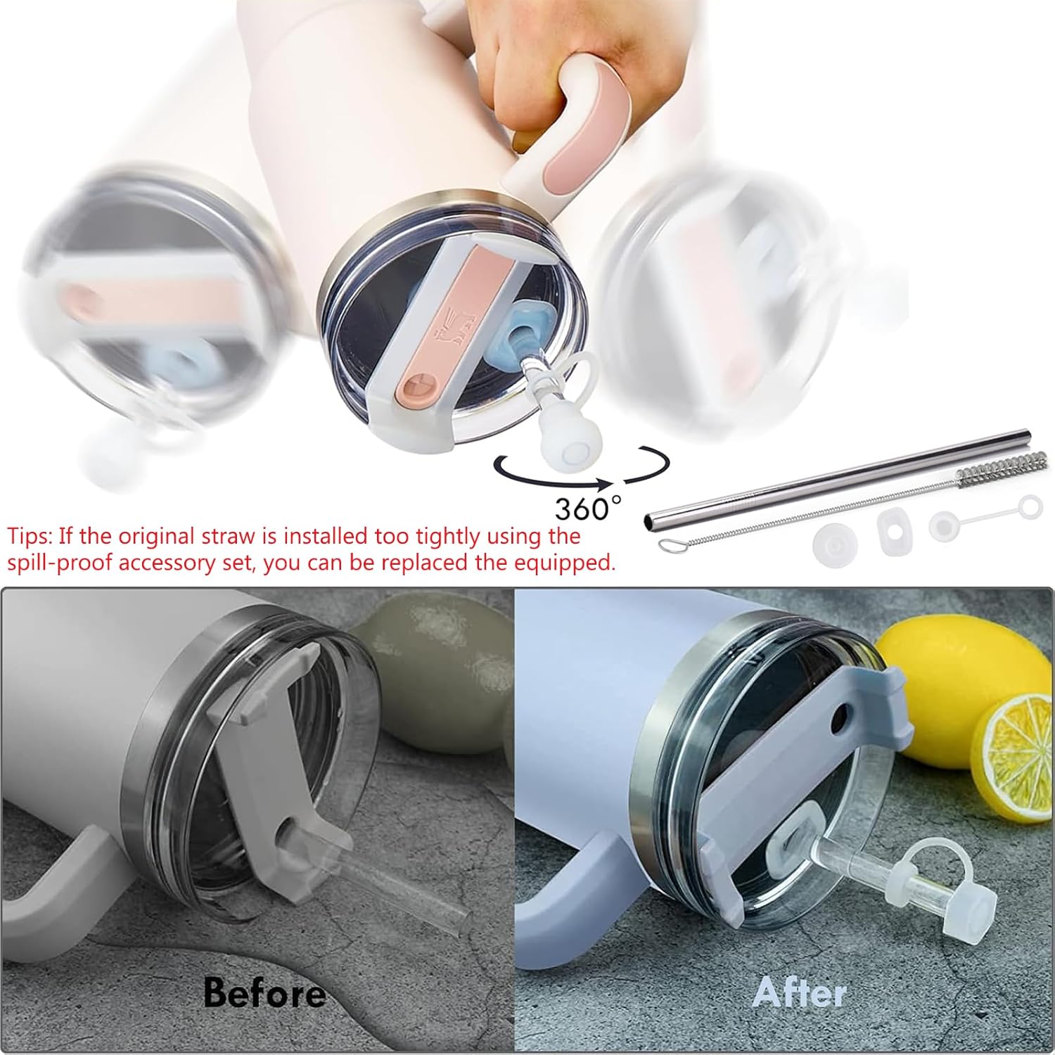 Water Bottle Carrier Bag with Phone Pocket for Stanley, Neoprene Water Bottle Holder Pouch with Adjustable Strap Bollus with Straw Cover & Carabiner for Stanley Cup Accessories - Image 6