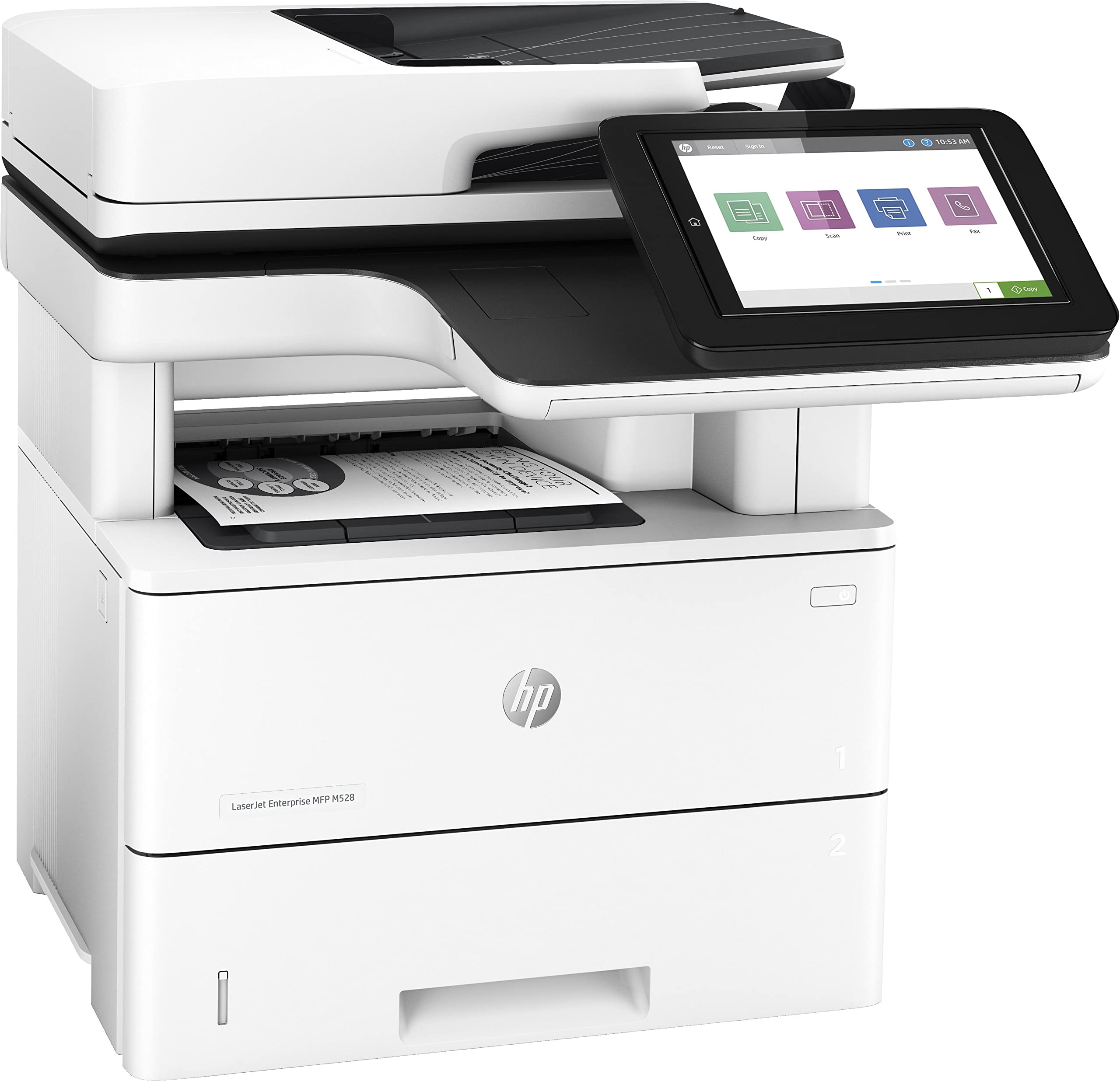 HP LaserJet Enterprise M528dn 1PV64A, Stampante Multifunzione A4, Stampa Fronte e Retro Automatica in b/n, 50 ppm, USB, Gigabit Ethernet, Fax Opzionale, HP Smart, Schermo Touch da 20,3 cm, Bianca