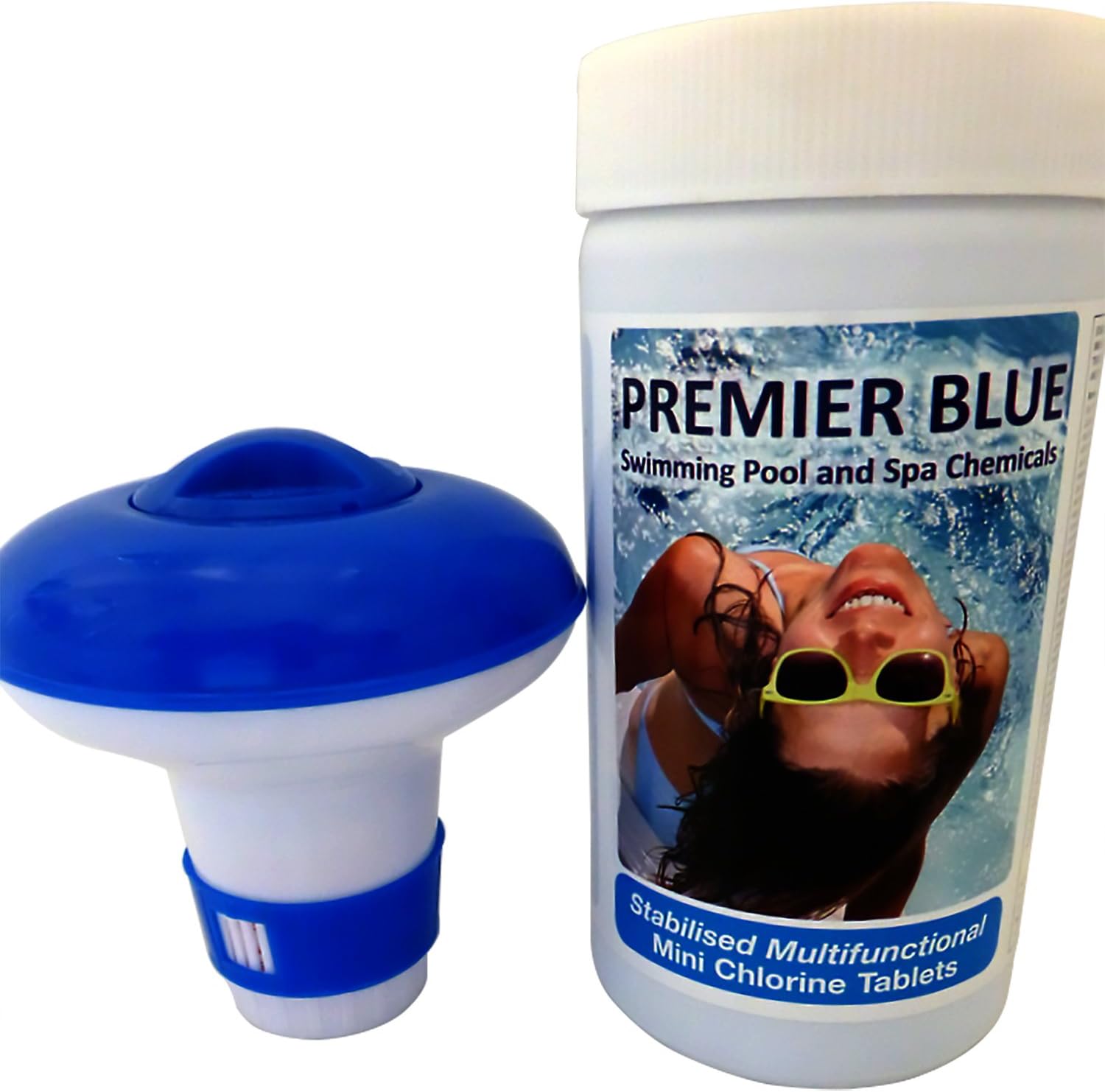Premier Blue 50x20g Chlorine Tablets Pool Hot Tub Spa inc Dispenser