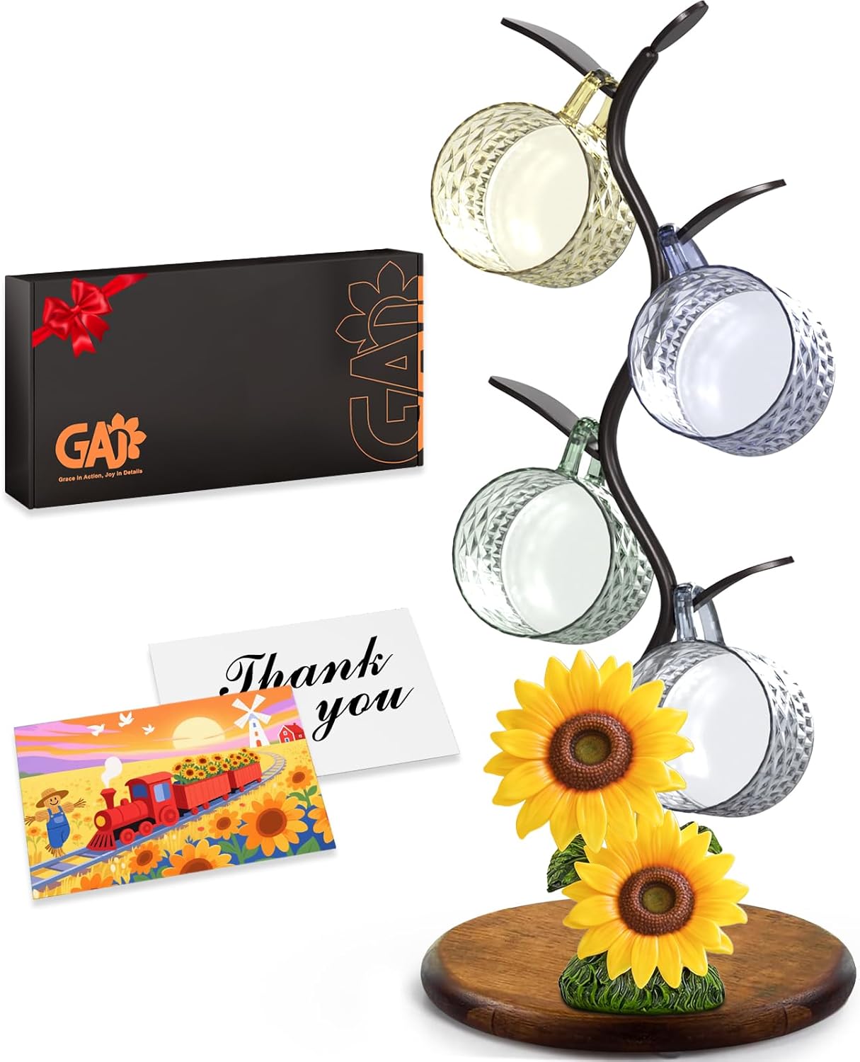 GAJ Mushroom Mug Tree - Cottage Core Coffee Cup Holder - Retro Mushroom Decor for Coffee Bar Accessories - Gifts for Women Mom Grandma - House Warming Gifts