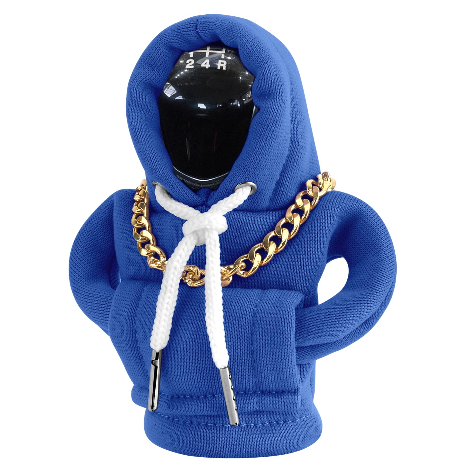 Vagcars Blue Shift Knob Hoodie For Car, Gear Stick Hoodie, Gear Stick Cover, Gear Shift Knob Cover With Necklace, Universal Car Decorations, Auto Interior Accessories For Most Vehicles (Blue)