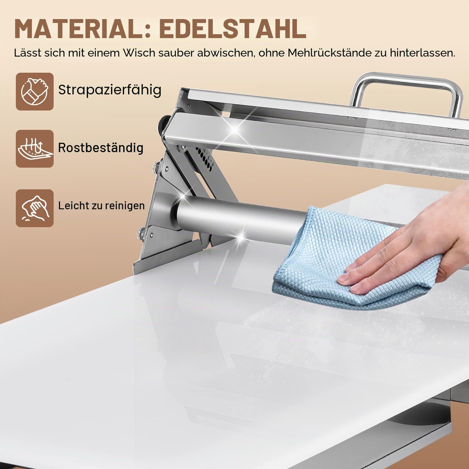 YUCHENGTECH Teigausrollmaschine 30cm Faltbare Teigausrollmaschine Pizza Teig Ausrollen Maschine Mit Ausrollbrett Und Einstellbarer Dicke Von 2.5 Bis 25 mm