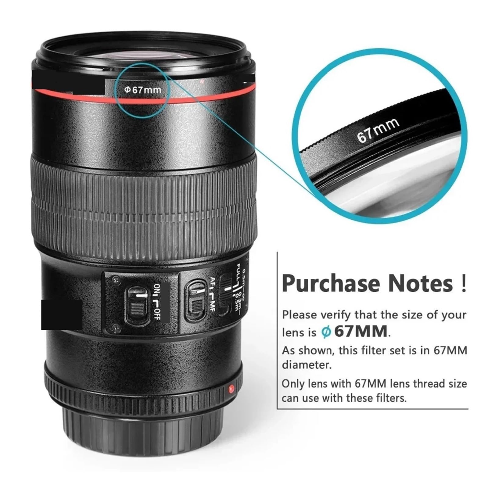 Compatible avec Le kit de filtres Canon 6 en 1 49-82 mm UV CPL ND