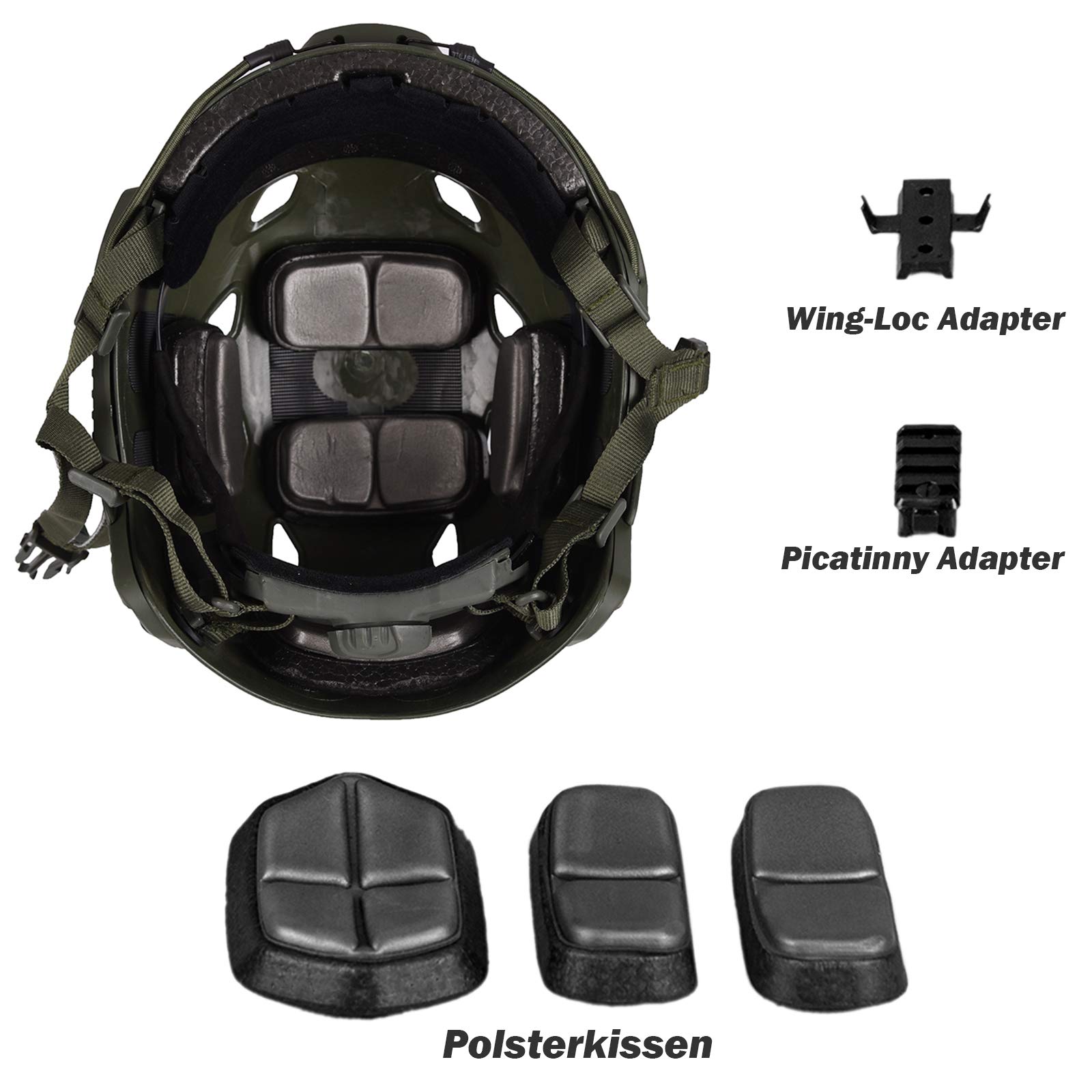 LOOGU Casco táctico Fast BJ Airsoft Ops Core de protección con almohadillas y rieles laterales para tiempo libre paintball combate