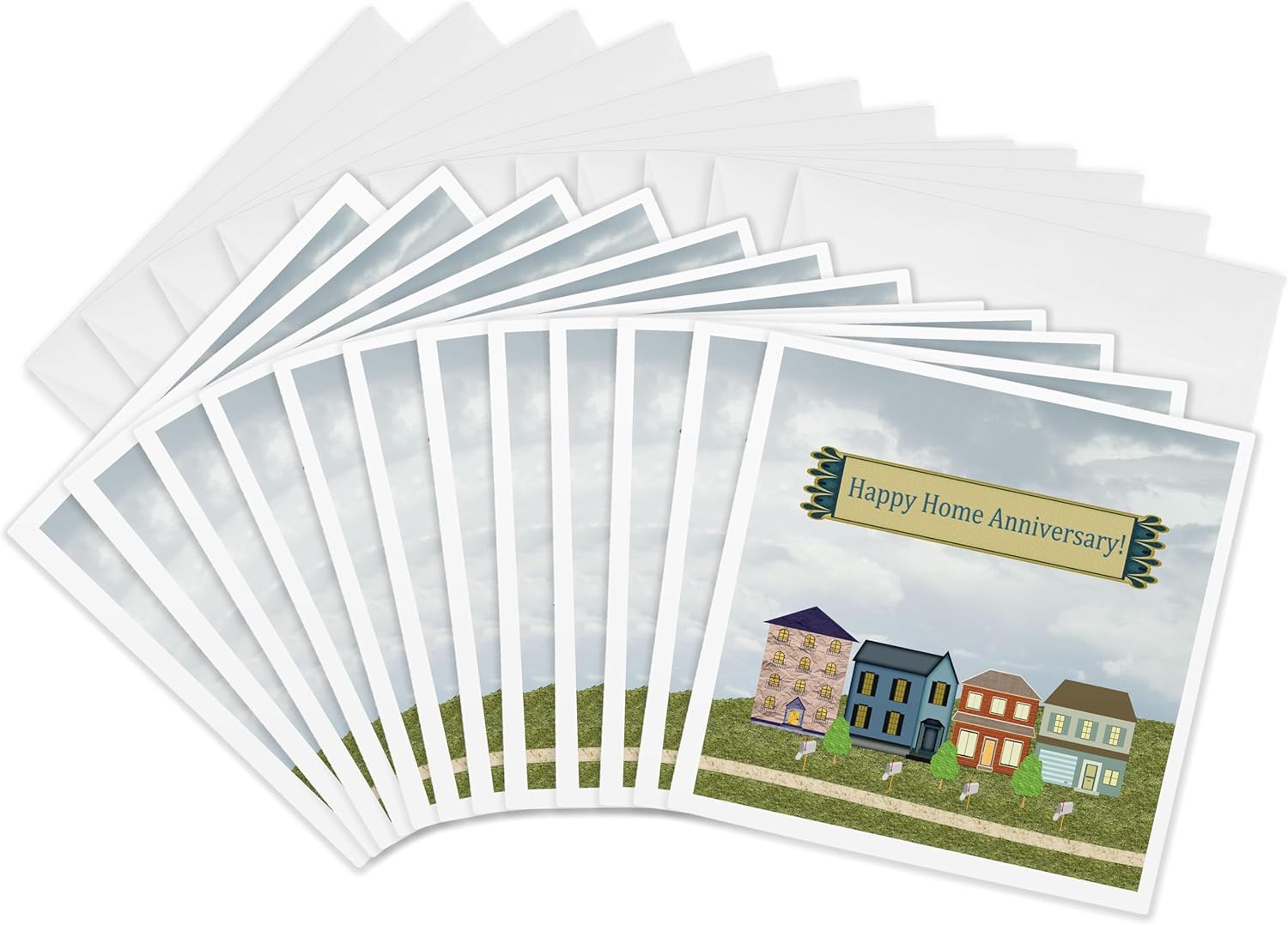 Greeting Cards - Home Anniversary, Realtor to Client, Family, Friends, Homes, Mailboxes - 12 Pack - Home Anniversary Design