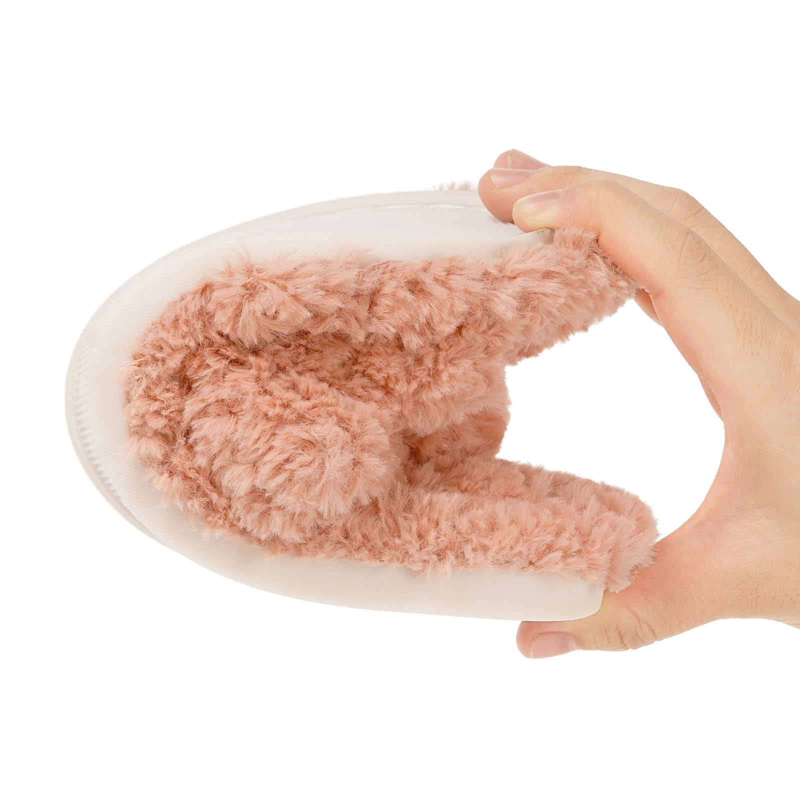 Dokela Pantoufles Femme Mousse à Mémoire Chaussons Peluche Chaud Bandes Croisées Bout Ouvert Chaussures Antidérapantes Slippers