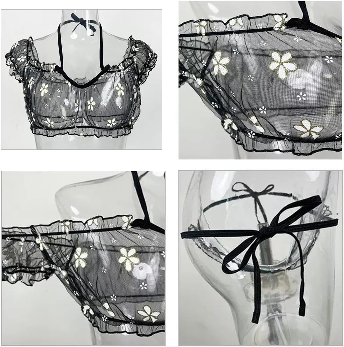 Sexy Lingerie for Women Matching Bra and Panty Sets 2 Piece Lace Babydoll Bralette Outfits Ruffle Lingerie Set - Image 6