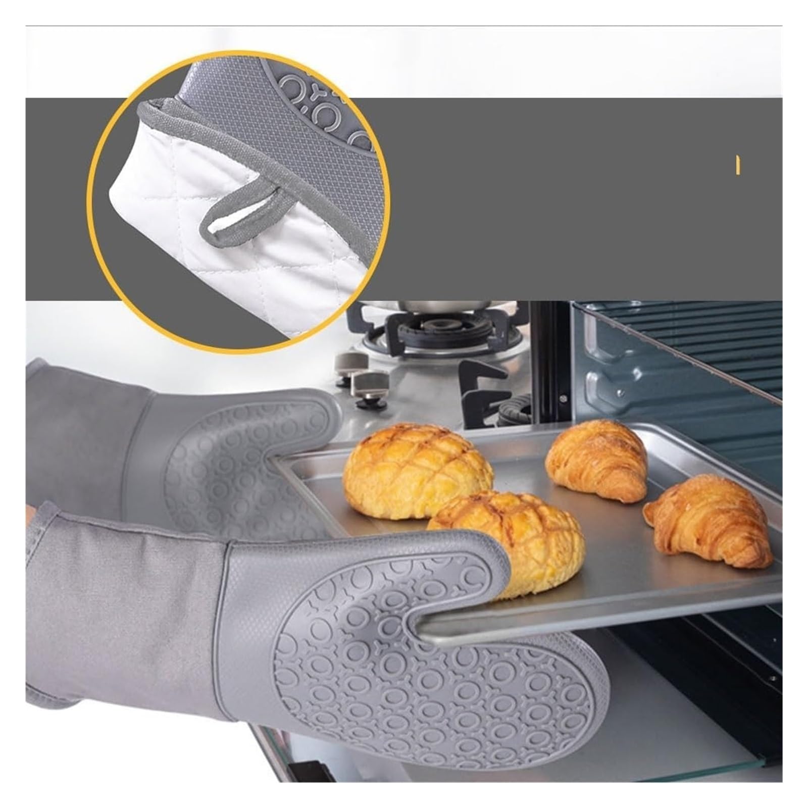 Genérico Set de 7 Guantes de Horno de Silicona, Guantes de 13.5 Pulgadas