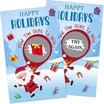 Christmas Scratch Off Game Cards - 36PCS Happy Holiday Scratch Off Cards Santa Raffle Card Christmas Activities for Groups Teens Adults Holiday Business Prize Party Favors