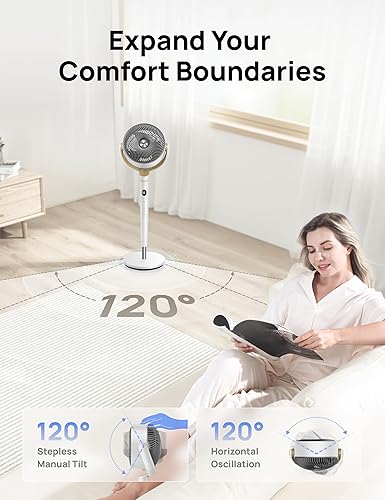 Miniatura 4 de Dreo - Ventilador oscilante de 120, ventilador de pedestal silencioso, 9 velocidades, 4 modos, 20 dB, vertical manual de 120, altura ajustable de