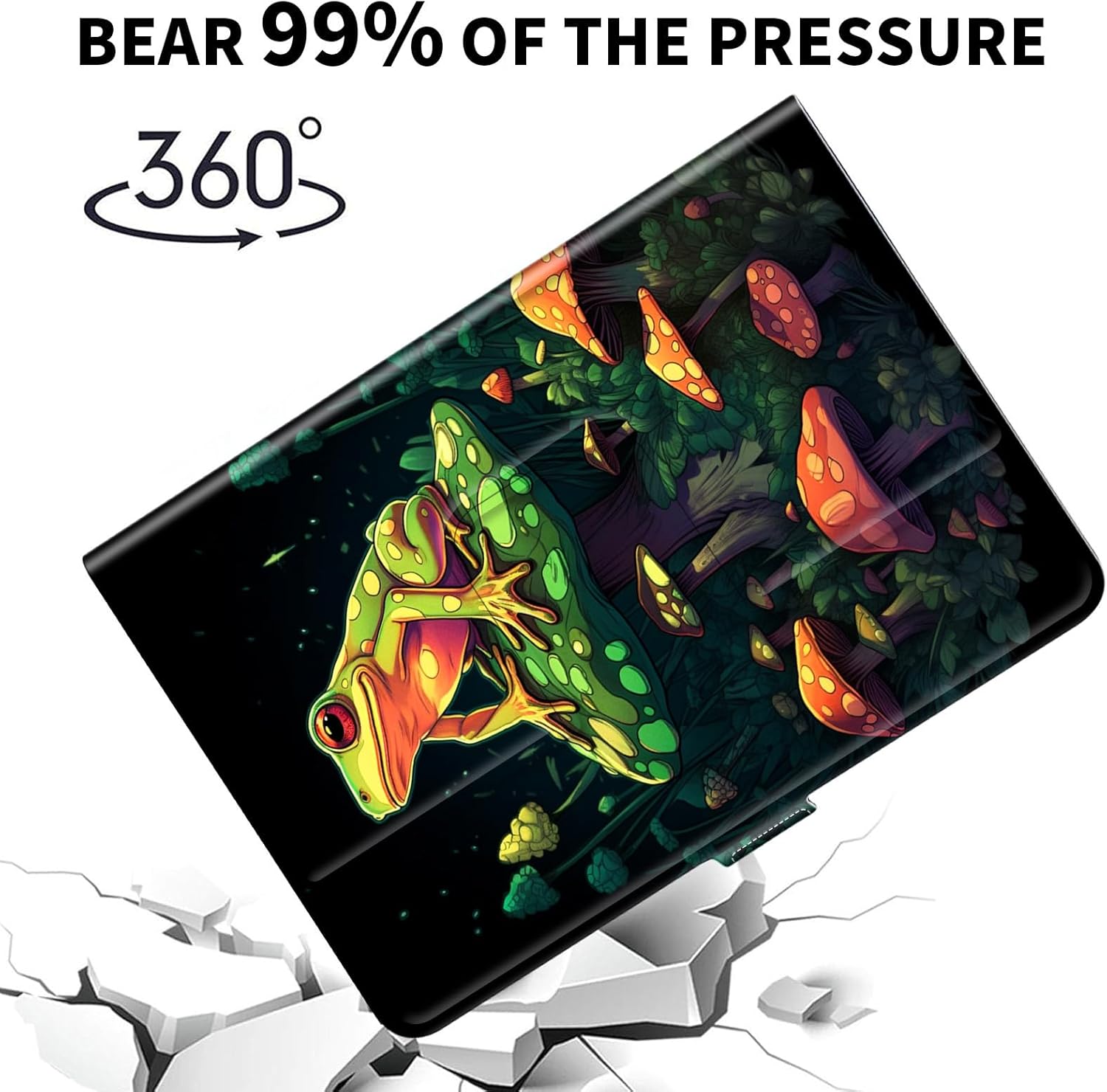 for Universal 10 10.1 Inch Android Tablet Case 360 Degree Rotating PU Leather Stand Folio Cover for iPad 9.7/10.2/10.5/Galaxy Tab 9-10.5"/Fire HD10 and More 9.0-10.5 Inch Tablet,Colorful Frog