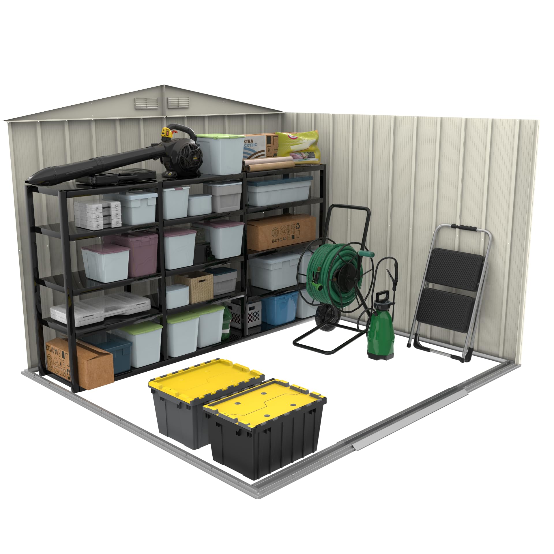 Duramax ECO 8 x 8 (5.89 m²) Metallgerätehaus, feuerverzinktes Metall gerätehaus - Geräteschuppen, verstärkte Dachkonstruktion, wartungsfreier und wetterfester Metallschuppen, Grün