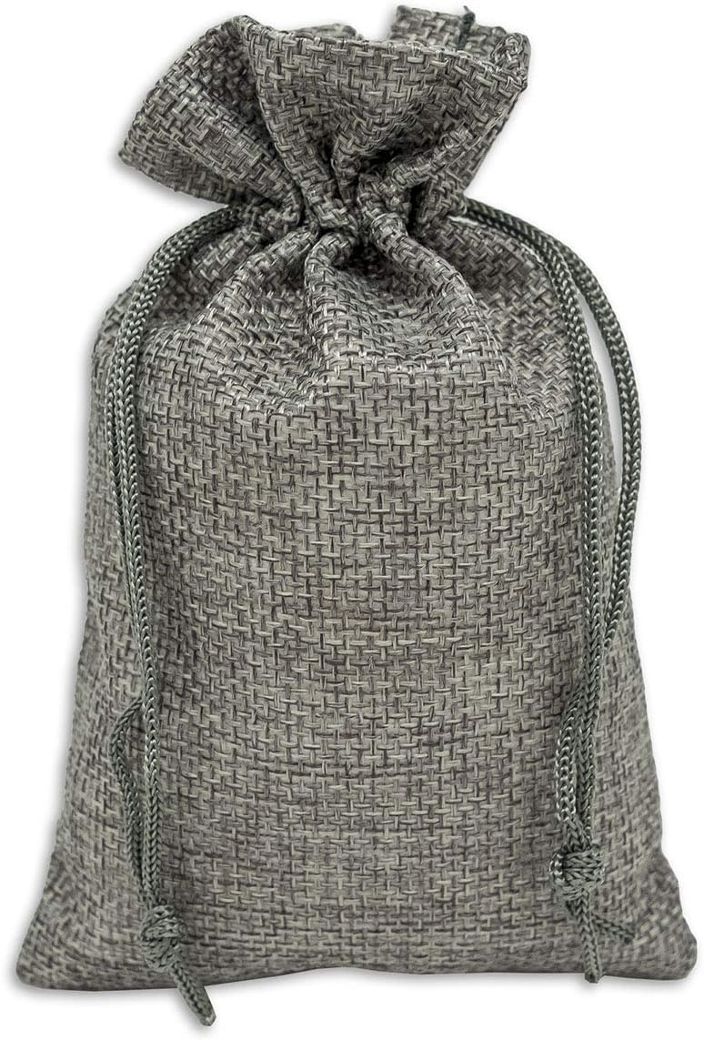 48-Pack 8x10 Natural Burlap Gift Bags w. Drawstring (Cool Grey, Large) for Presents or DIY Craft by TheDisplayGuys