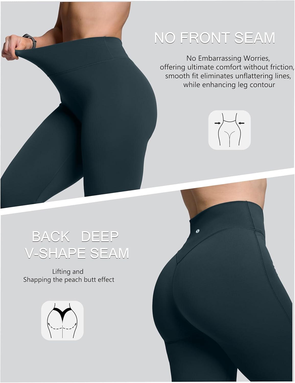 Sogetdo Women's High Waisted Flare Leggings No Front Seam Bootcut Yoga Workout Pants Tummy Control - Image 6