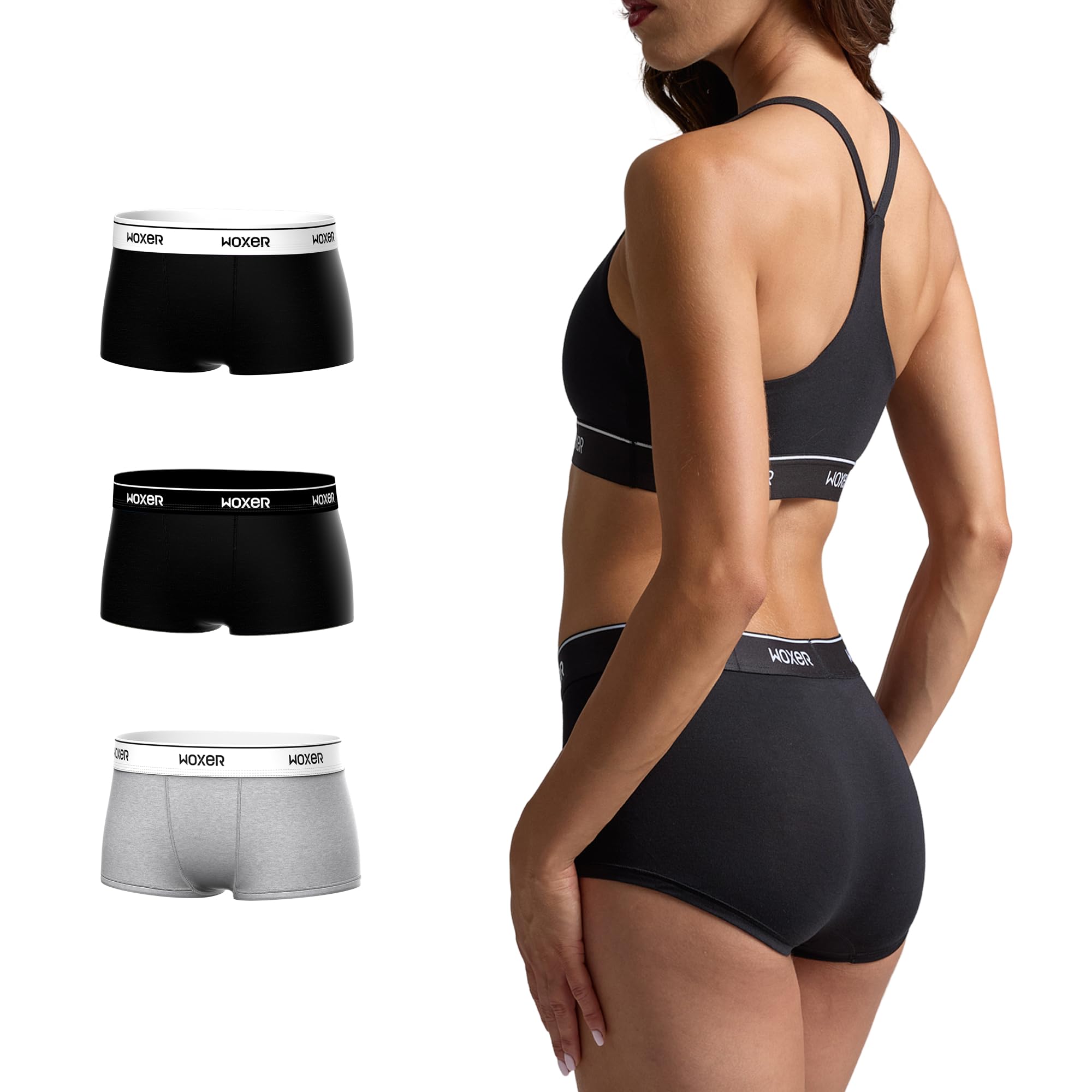 Woxer Womens Boxer Briefs Underwear – Ultra Short Boyshorts Panties, Modal Fabric, Chafe-Free, Boxers for Sleep &amp; Gym