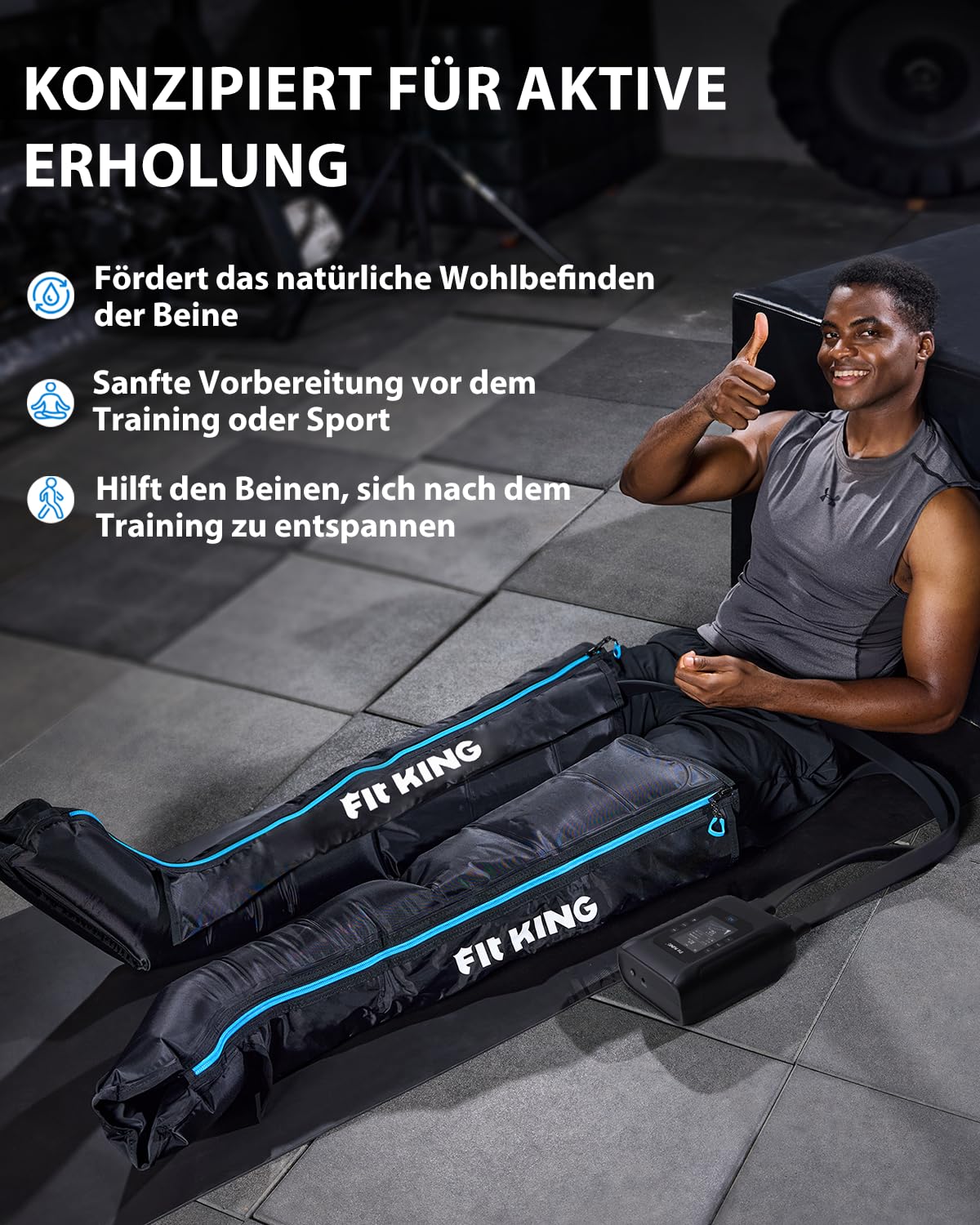 FIT KING Kabellose Beinmassagegerät, Massagegerät für Beine Kompressions Manschetten für die Beine zur Entspannung und Tiefenentspannung nach dem Sport (Mittel)