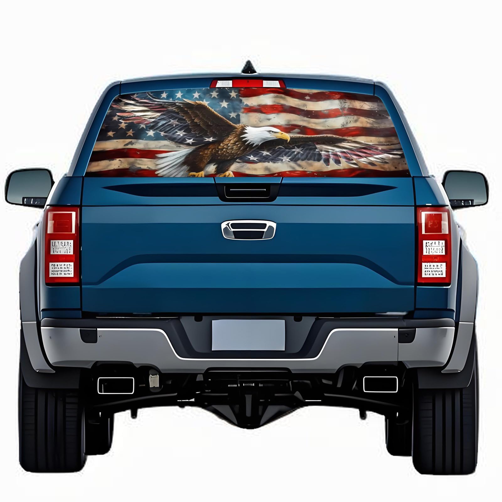 Rear Window Decals for Trucks - 65x17.3 in Back Window Decals Fit Most Pickup Trucks SUV, Vinyl American Flag Back Window Decal for Car Personalized Decoration