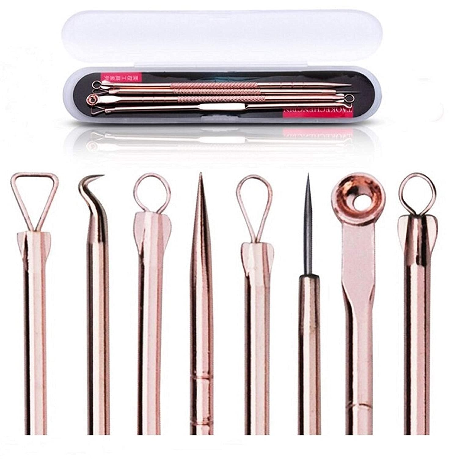 Scent House Blackhead Remover Pimple Come done Extractor Tool Best Acne Removal Kit - Treatment for Blemish, Whitehead Popping, Zit Removing for Risk Free Nose Face Skin, Electroplated (4 pcs Gold)
