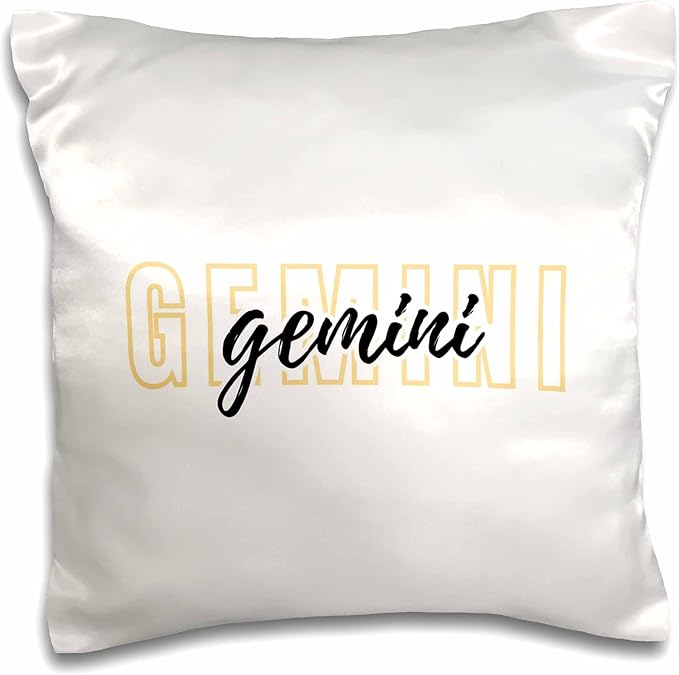 3dRose Zodiac Sign - Gemini Text 16x16 inch Pillow Case