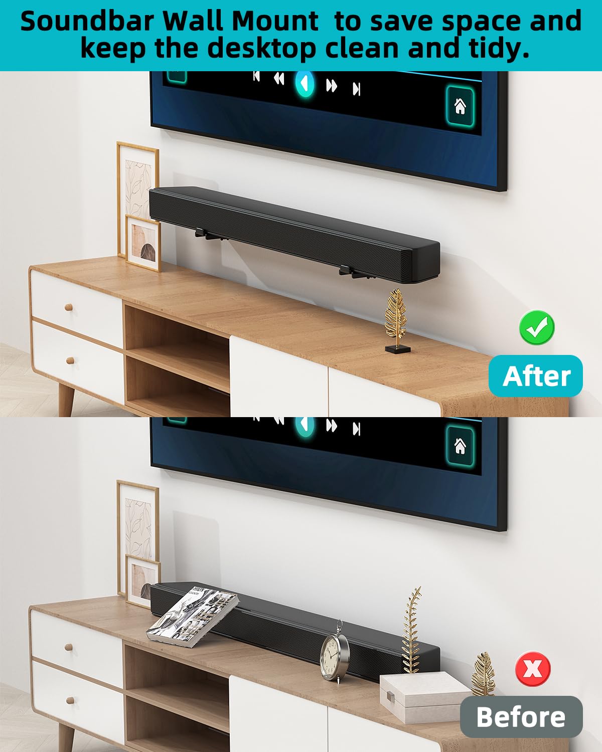 Amazon | HCMOUNTING ユニバーサルサウンドバー壁掛けブラケット