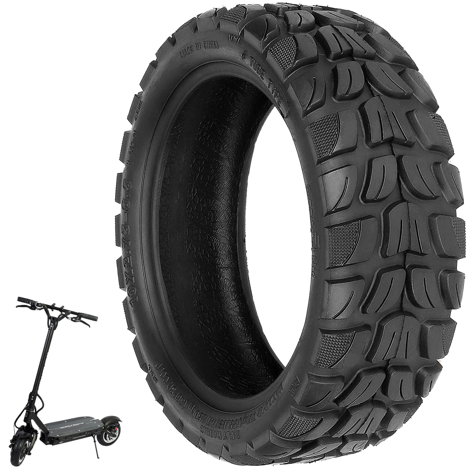 VOLOHAS 10x2.75-6.5 Offroad Tyres for KuKirin G3, KuKirin G2 Master, Speedway5, Dualtron3 Kugoo G Booster, Hitway H5, T4 Max Electric Scooter Replacement Off-Road Tyres, Widened Thickened Tyre