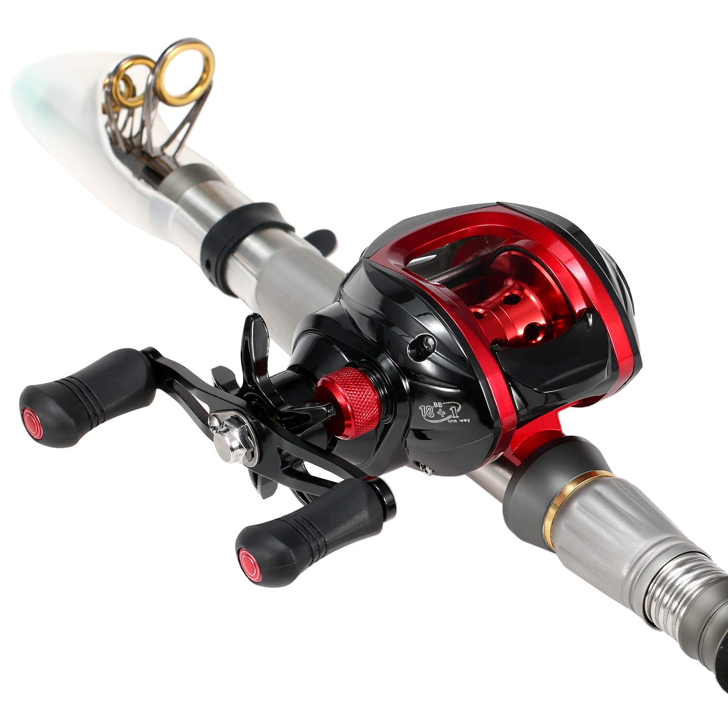 Lixada Carrete de Cebo 18 + 1BB Rodamiento de Bolas Carrete de Pesca de Cebo de Alta Velocidad 7.2: 1 Sistema de Freno Electromagnético de Relación de Engranajes