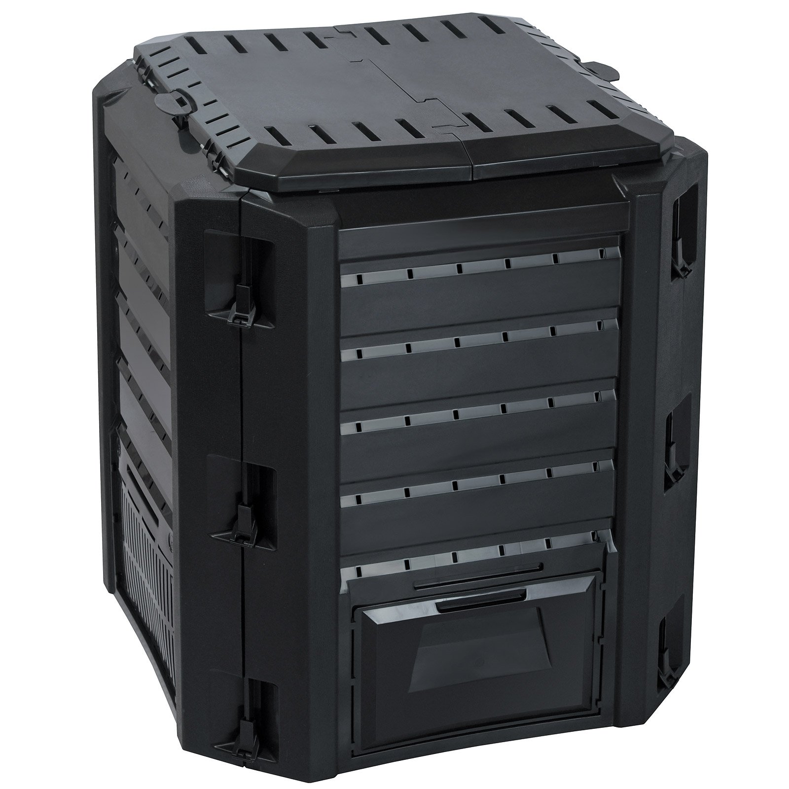 DEUBA® Compostador 800L Negro Plástico L 135x72x83cm Humus Abono Compost Compostaje Orgánico