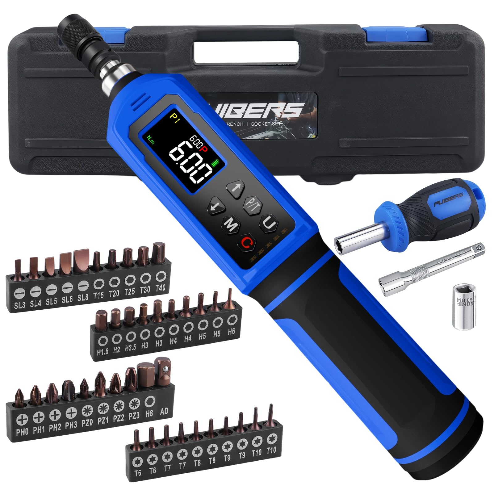 46 Pcs Digital Torque Screwdriver Set 1 4 0 8-53 2 LB IN Adjustable Inch Pound Torque Screwdriver