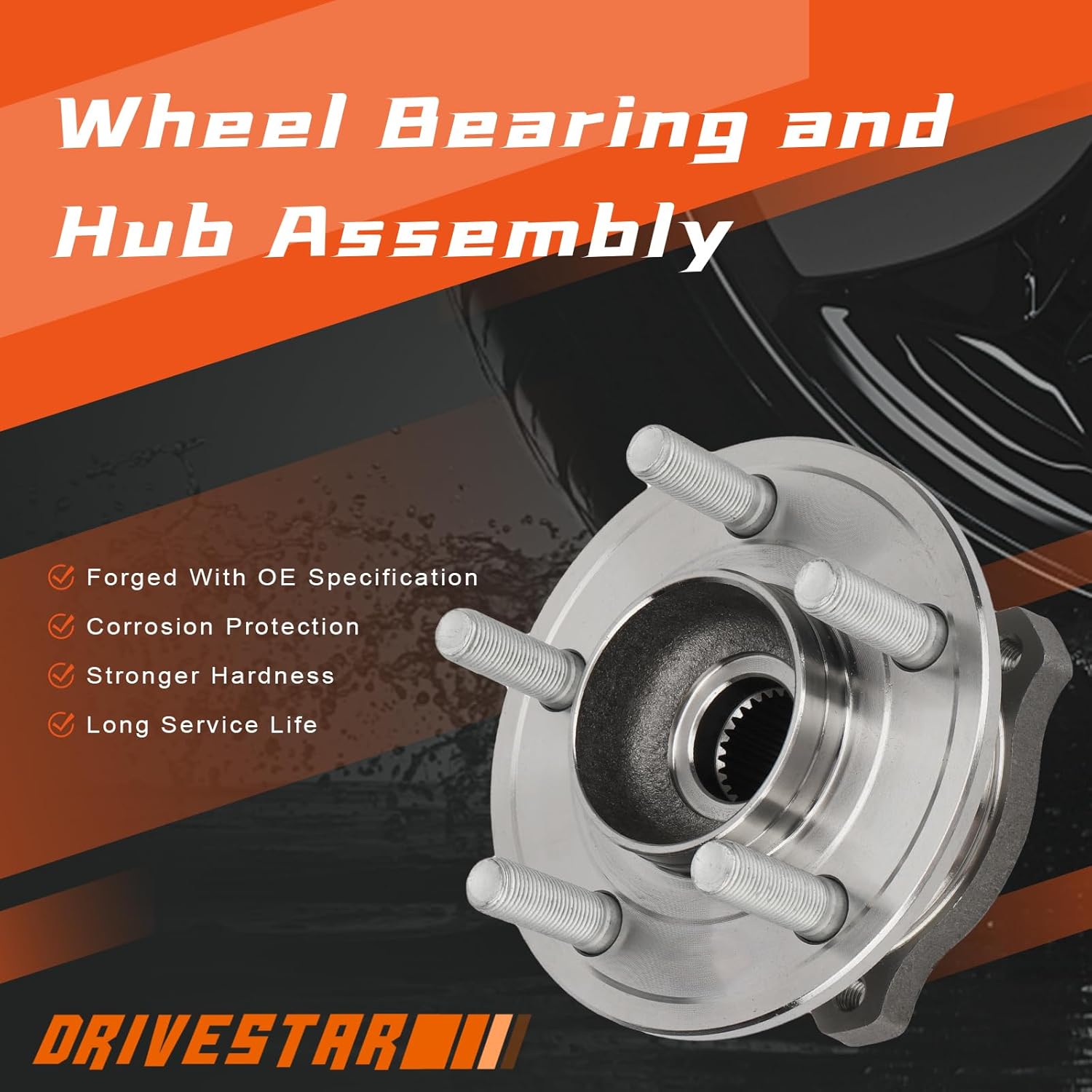 DRIVESTAR 512301 BR930446 HA590031 Rear Wheel Hub & Bearing Assembly for Chrysler 300 2005-2009,06-09 Charger, 05 06 07 08 Magnum(5 Lugs)(Pair)