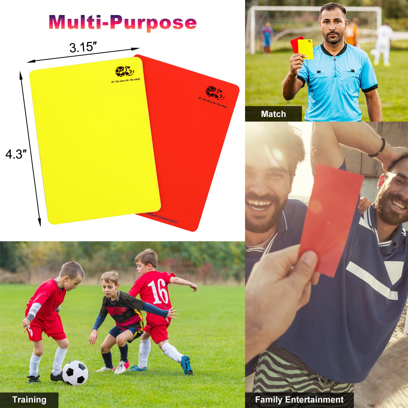 Soccer Referee Kit - Brightly Colored Red and Yellow Soccer Referee Cards and Whistle Made of Thick Premium Metal with Cord, Loud and Clear Whistle Great for Coaches, Refereers, Lifeguards, Training