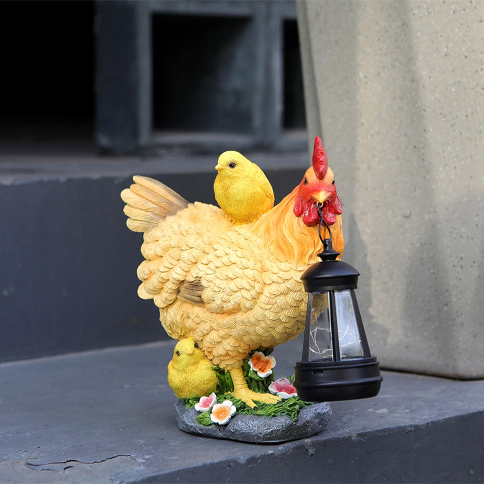 Colcolo Estatua de de jardín con luz Solar, Figura de Animal, lámpara, Regalo, decoración única para Exteriores, Escultura de Resina para Patio, Amarillo