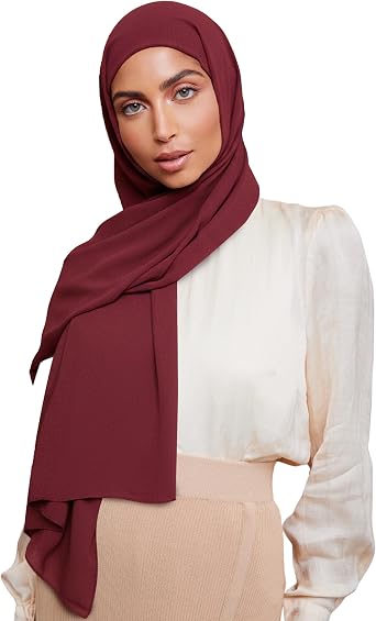 VOILE CHIC Non-Slip Premium Chiffon Hijab Scarf for Women - Lightweight Head Scarf Wrap for Full Coverage and All Day Comfort