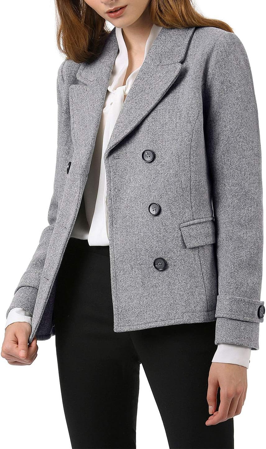 Allegra K Women's Notched Lapel Coat Close-up