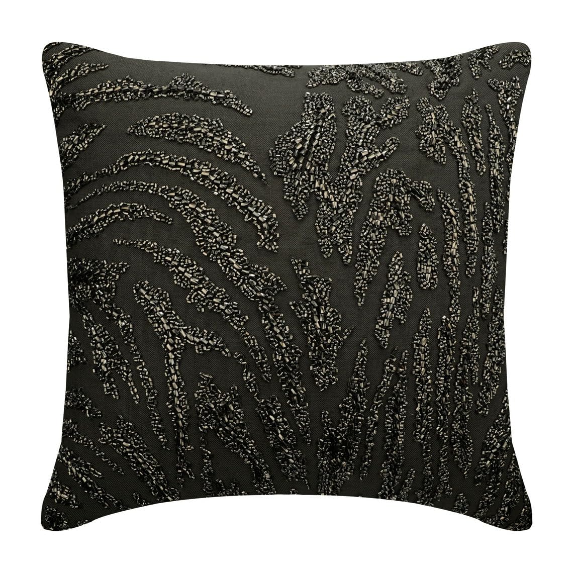 The HomeCentric Charcoal Gray 24"x24" (Pack of 2, 60x60 cm (24"x24") Cushion Cover, Linen Beaded Throw Cushion Cover For Sofa, Abstarct Pattern Modern Style - Raving Night โ image 1
