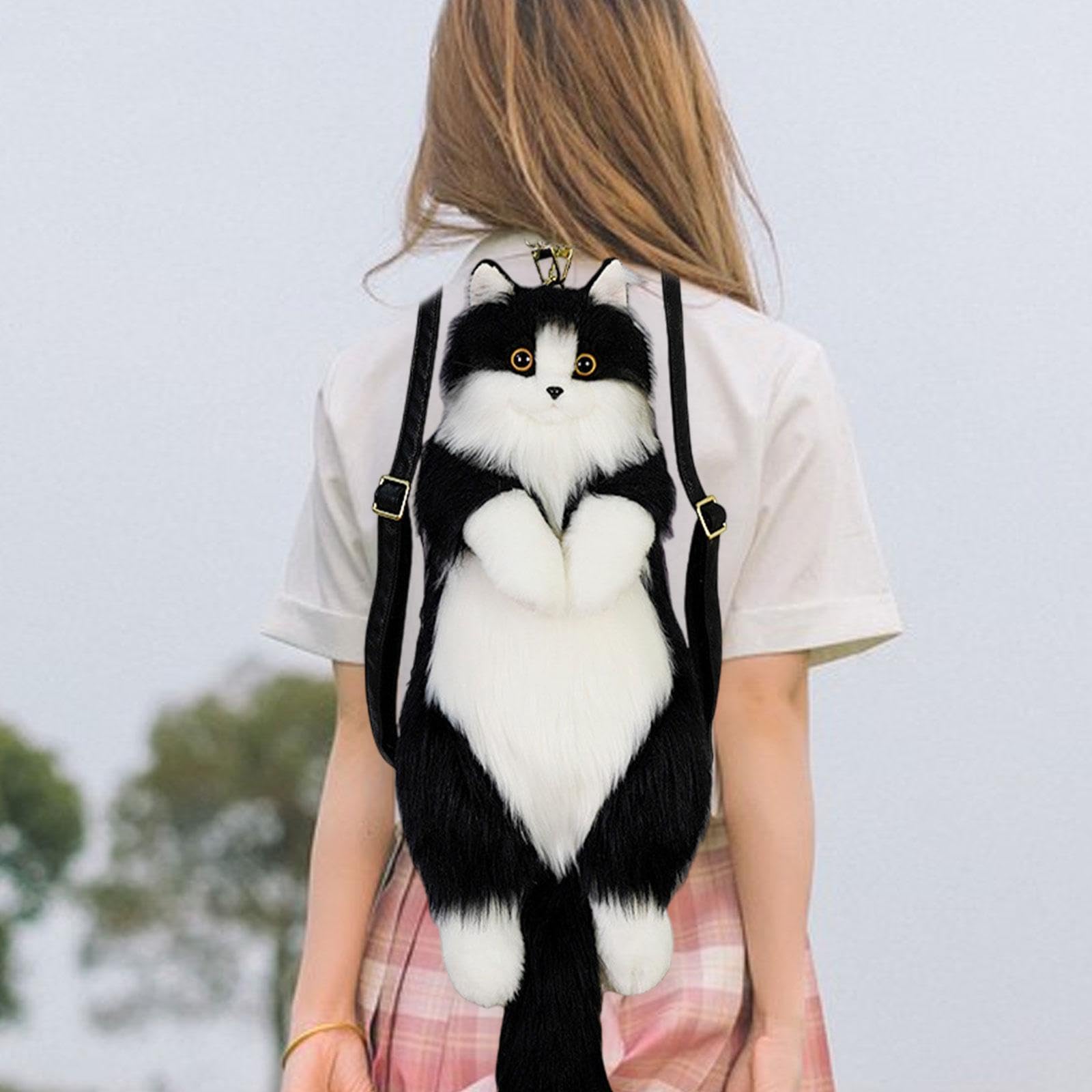 LOVIVER Sac à Dos en Peluche pour Chat Mignon, Sac pour Adultes et Enfants, Amoureux des Chats, Cadeau d'Anniversaire, Pas d'Écharpe