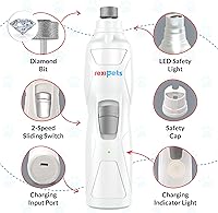 Vista 2 de Rexipets - Cortadora de uñas para perro, recargable, profesional, con LED, recargable, eléctrico, para mascotas, sin dolor, con patas de aseo