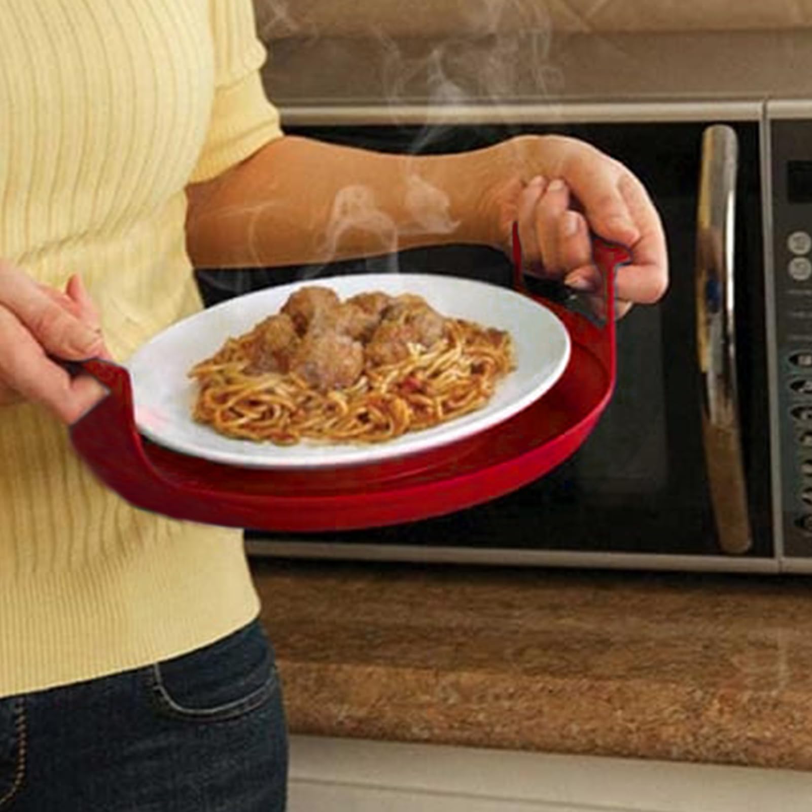 Mikrowellen Schalenhalter Mit Griffen - Hitzebeständiges Tablett Für Heiße Speisen